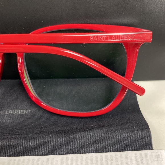 Saint Laurent Red Oversized Logo Frames High End Non Scratch Lenses Eyeglasses - Picture 9 of 14